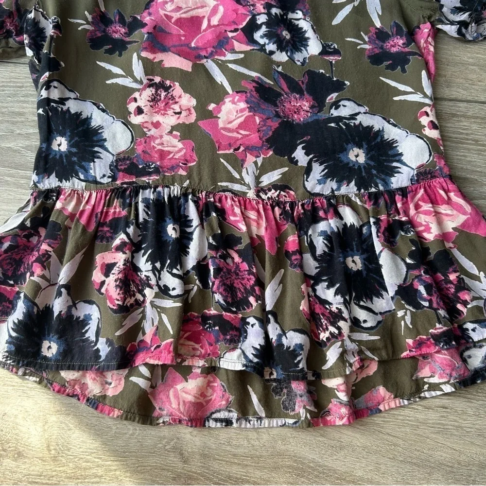Vila  Floral Print Peplum Hem Babydoll Blouse - Picture 7 of 11